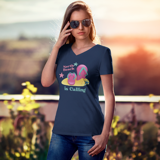 North Beach is Calling V-Neck T-shirt